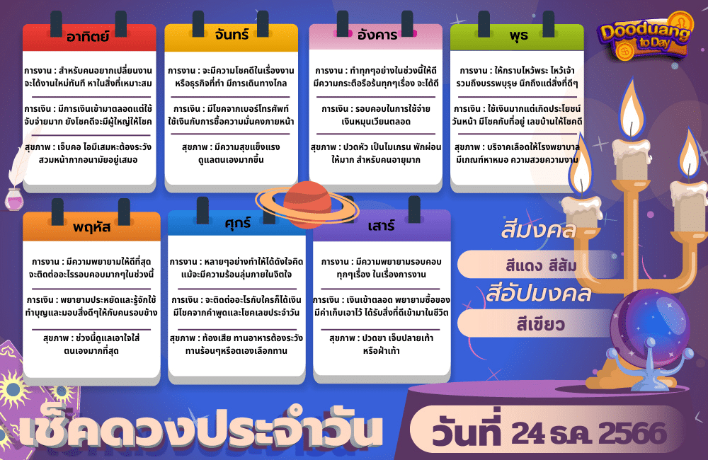 ดูดวงวันนี้ 24-12-2566