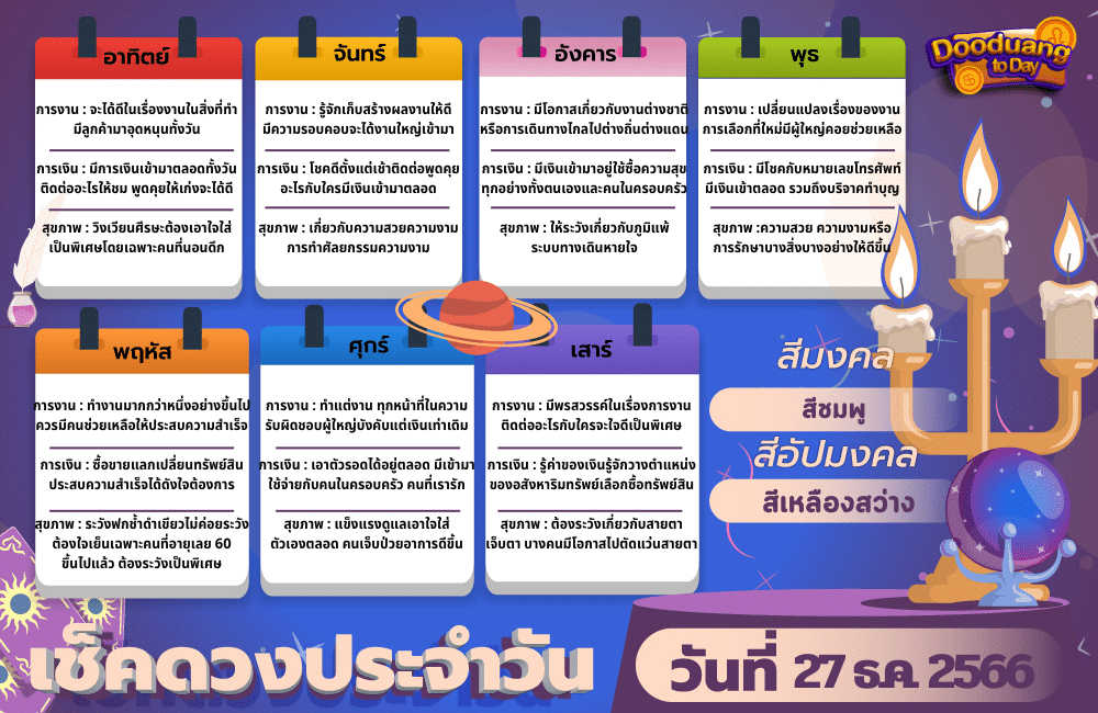 ดูดวงวันนี้ 27-12-2566